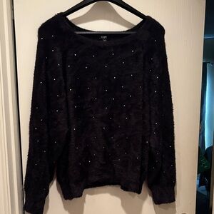 Express Black Sweater with Pearl Details XL.